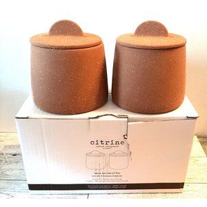 Set of 2 Spice Jars Ceramic Citrine Canyon Collection by Magenta NIB
